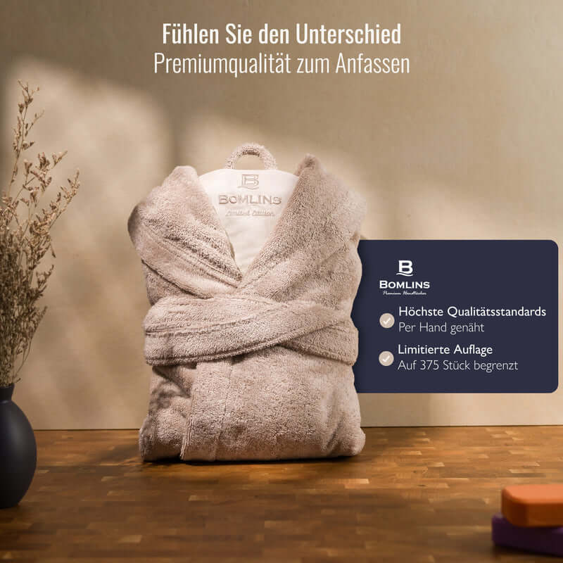 Detailaufnahme Bomlins Bademantel Cashmere – luxuriöse Verarbeitung