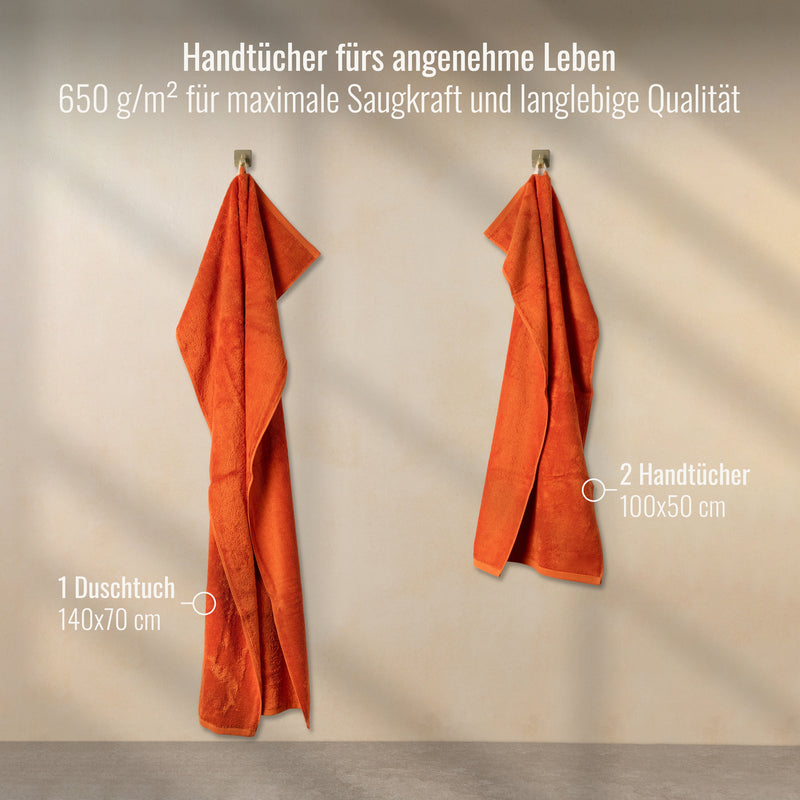 Bomlins Handtuch Set Orange 3er – aufgehängt, hochwertige Verarbeitung