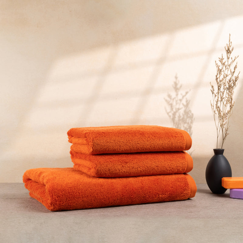 Bomlins Handtuch Set Orange 3-teilig aus ägyptischer GIZA Baumwolle