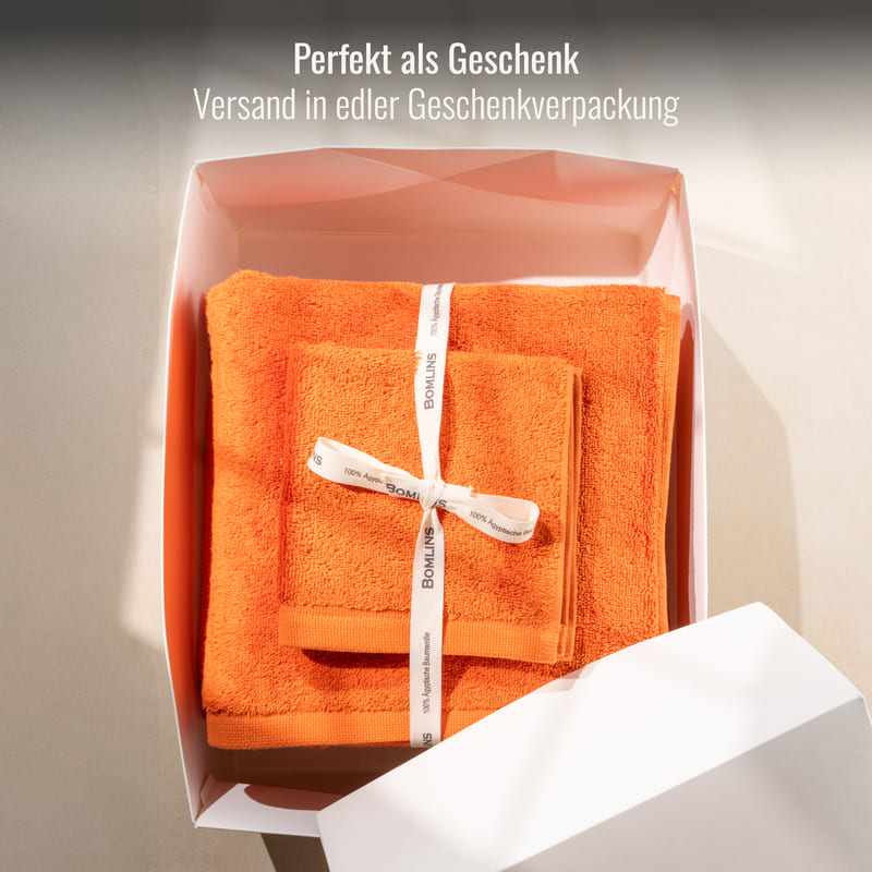 Bomlins Handtuch Set Orange 3er – Verpackung mit Etikett